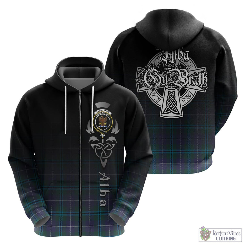 Tartan Vibes Clothing Sandilands Tartan Hoodie Featuring Alba Gu Brath Family Crest Celtic Inspired