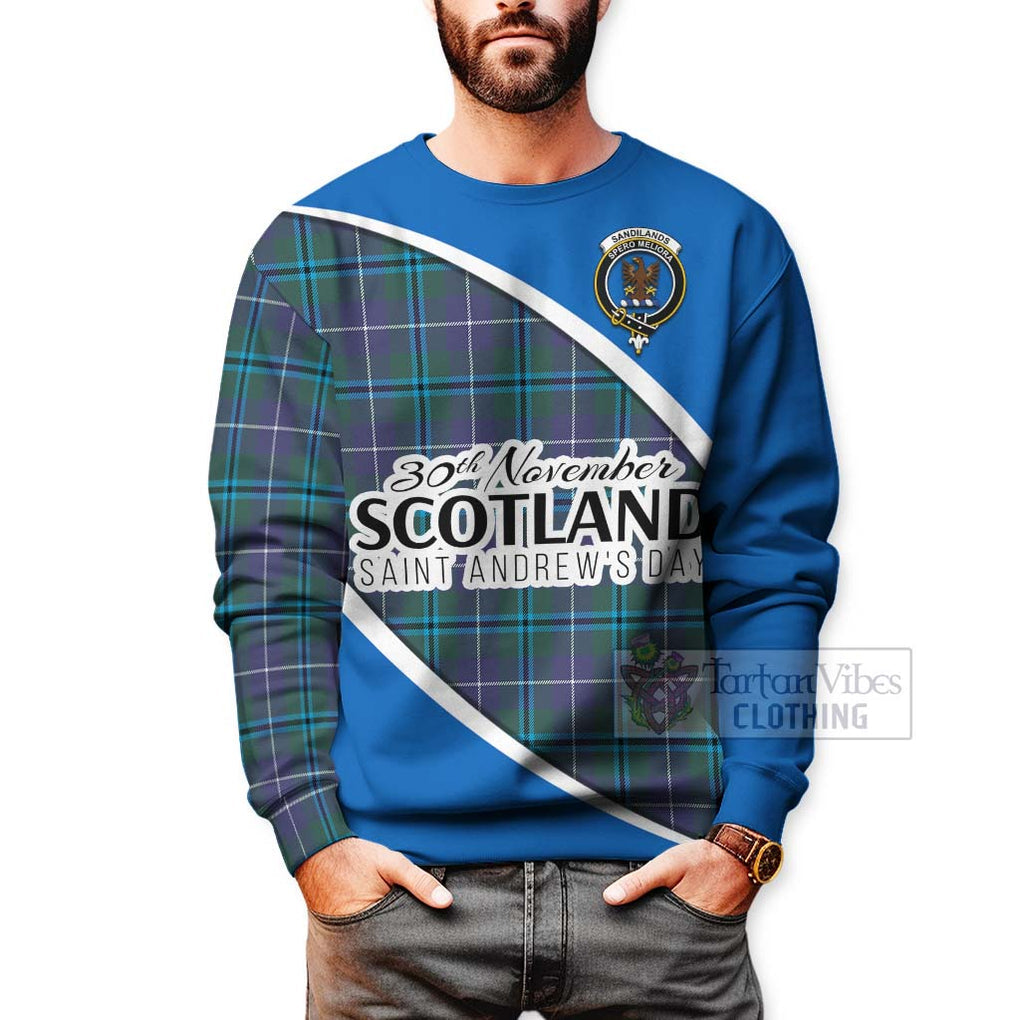 Tartan Vibes Clothing Sandilands Family Crest Tartan Sweatshirt Celebrate Saint Andrew's Day in Style