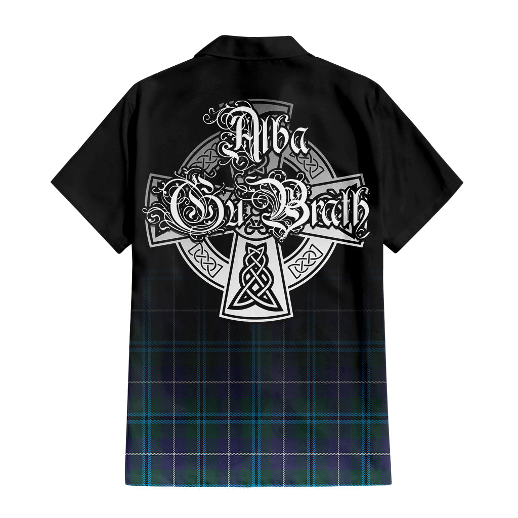 Tartan Vibes Clothing Sandilands Tartan Short Sleeve Button Up Featuring Alba Gu Brath Family Crest Celtic Inspired