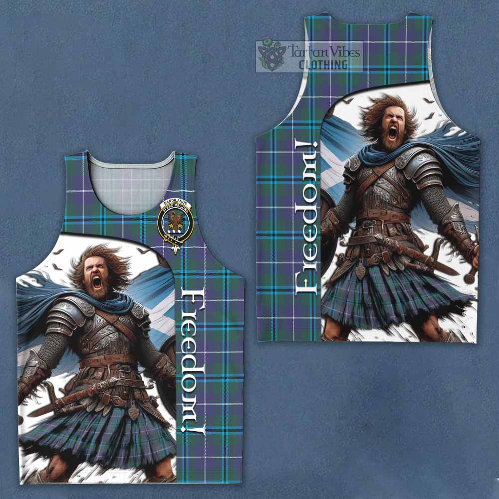 Tartan Vibes Clothing Sandilands Crest Tartan Men's Tank Top Inspired by the Freedom of Scottish Warrior