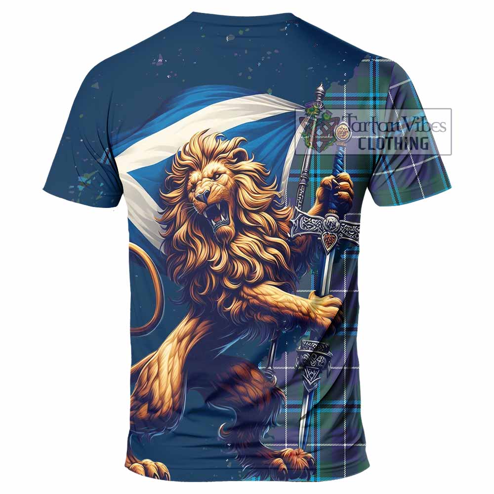 Tartan Vibes Clothing Sandilands Tartan Family Crest T-Shirt with Scottish Majestic Lion