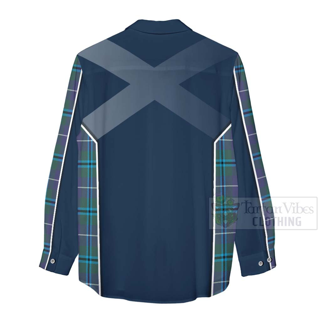 Tartan Vibes Clothing Sandilands Tartan Women's Casual Shirt with Family Crest and Scottish Thistle Vibes Sport Style