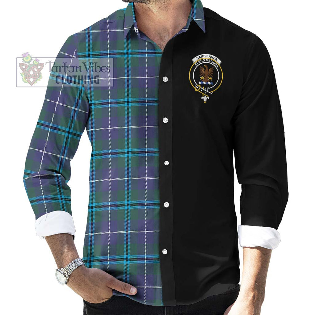 Sandilands Tartan Long Sleeve Button Shirt with Family Crest and Half Of Me Style - Tartanvibesclothing Shop