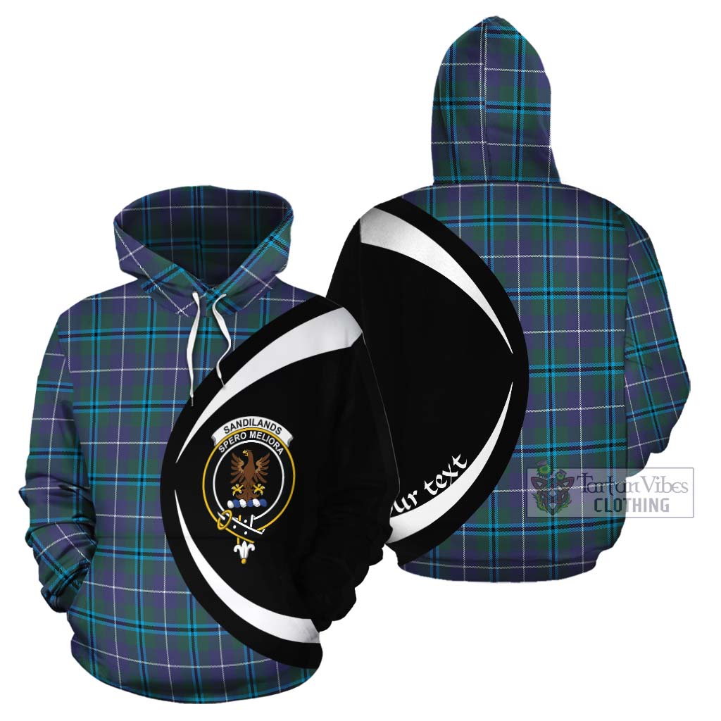 Tartan Vibes Clothing Sandilands Tartan Cotton Hoodie with Family Crest Circle Style