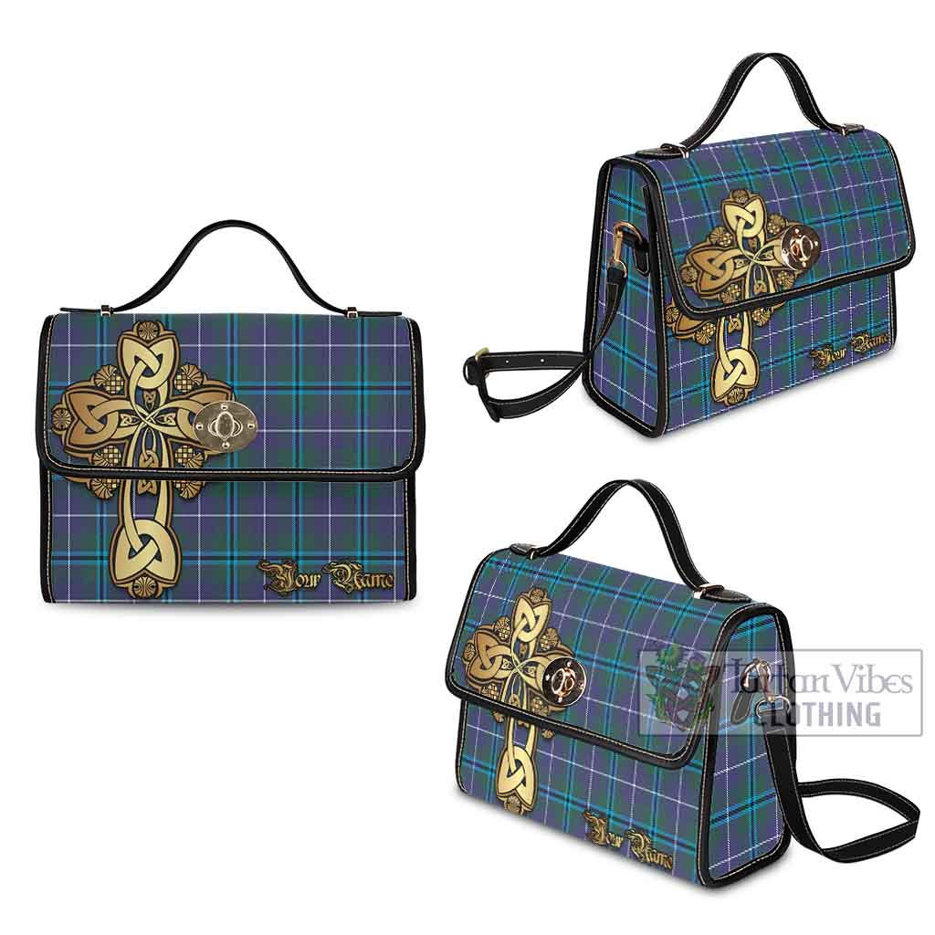 Tartan Vibes Clothing Sandilands Tartan Waterproof Canvas Bag Golden Thistle Celtic Cross Style