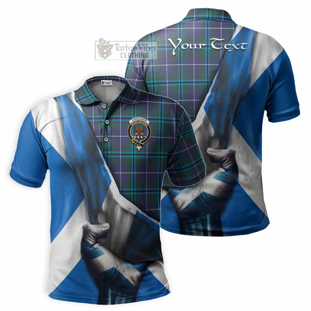 Tartan Vibes Clothing Sandilands Tartan Polo Shirt with Family Crest Scotland Patriotic Style