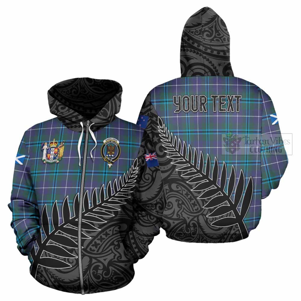 Tartan Vibes Clothing Sandilands Crest Tartan Hoodie with New Zealand Silver Fern Half Style