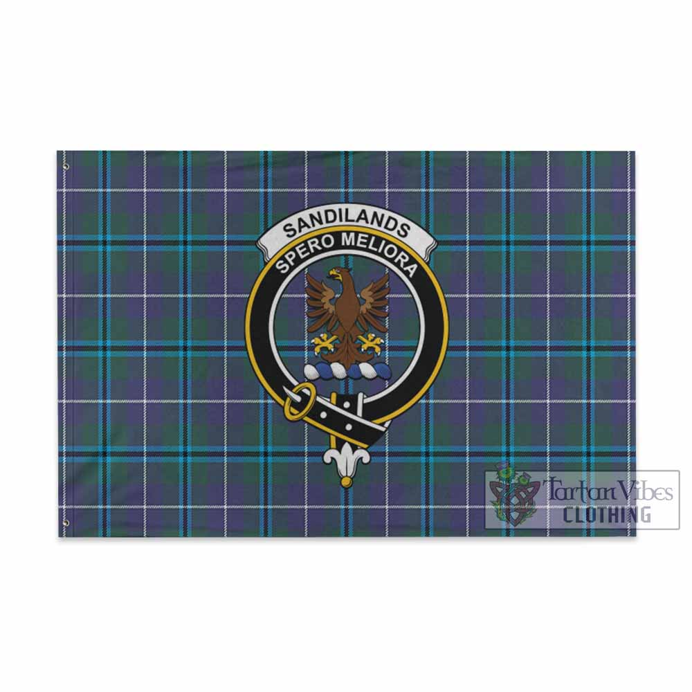 Tartan Vibes Clothing Sandilands Tartan House Flag with Family Crest