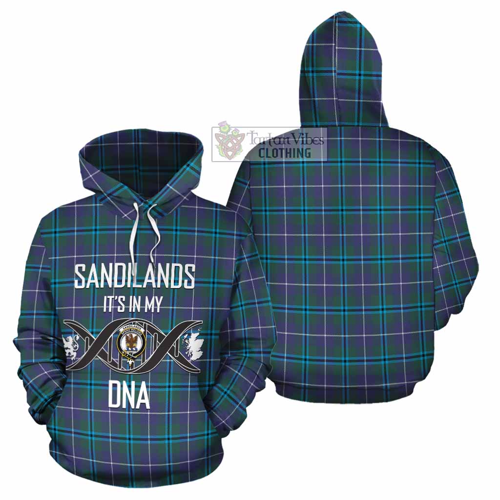 Tartan Vibes Clothing Sandilands Tartan Cotton Hoodie with Family Crest DNA In Me Style