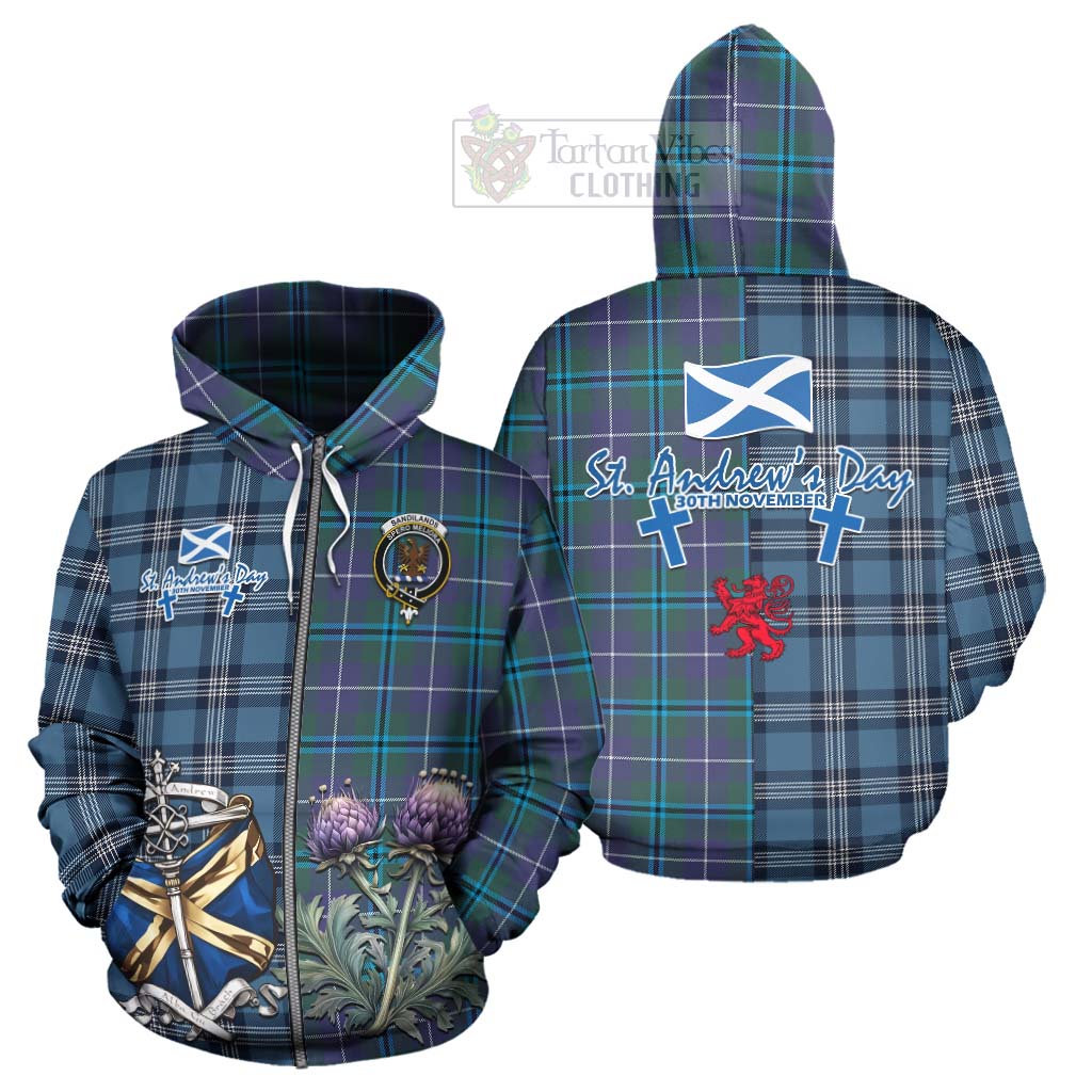 Tartan Vibes Clothing Sandilands Tartan Hoodie Happy St. Andrew's Day Half Tartan Style