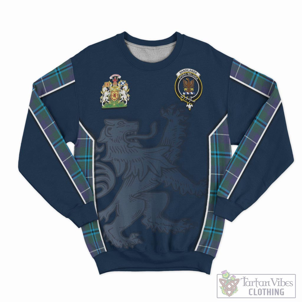 Tartan Vibes Clothing Sandilands Tartan Sweater with Family Crest and Lion Rampant Vibes Sport Style