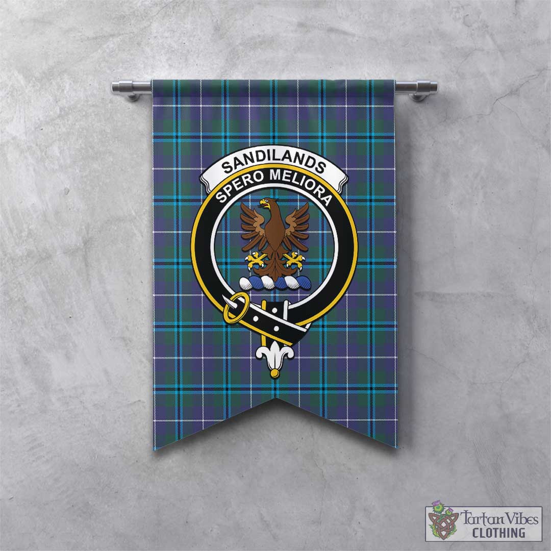 Tartan Vibes Clothing Sandilands Tartan Gonfalon, Tartan Banner with Family Crest