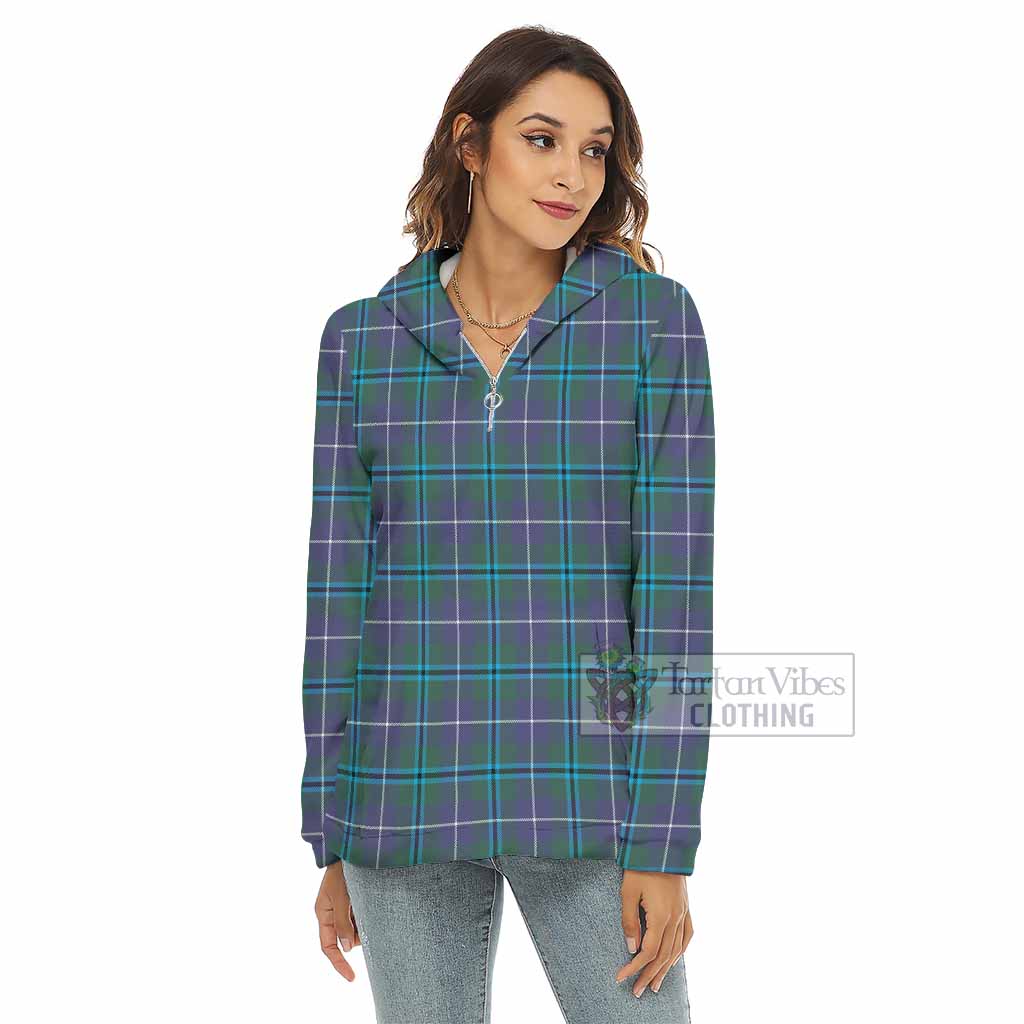 Sandilands Tartan Women's Borg Fleece Hoodie with Half Zip - Tartan Vibes Clothing