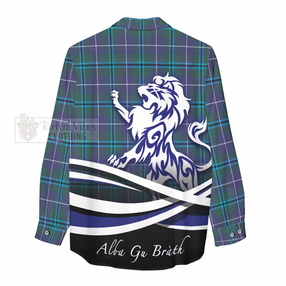 Tartan Vibes Clothing Sandilands Tartan Women's Casual Shirt with Alba Gu Brath Regal Lion Emblem