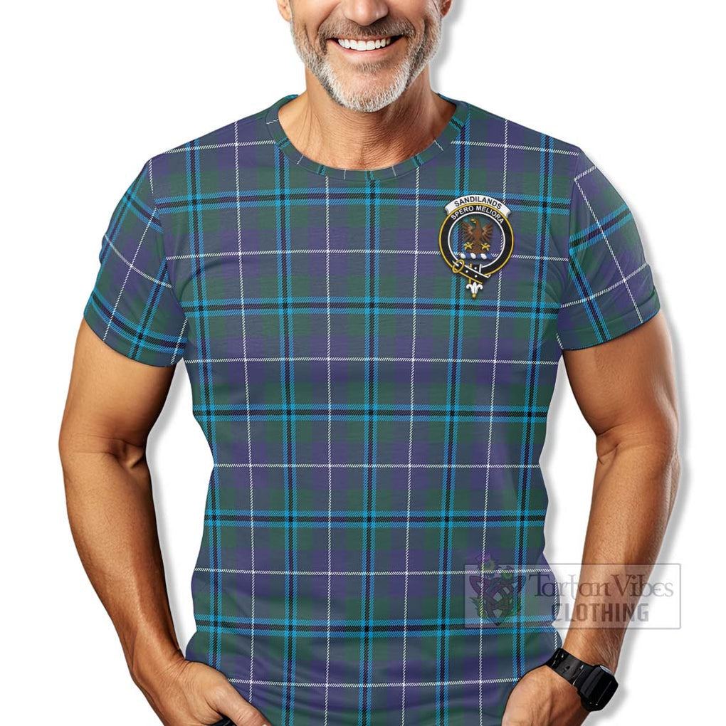 Tartan Vibes Clothing Sandilands Tartan T-Shirt with Family Crest Celtic Skull Style