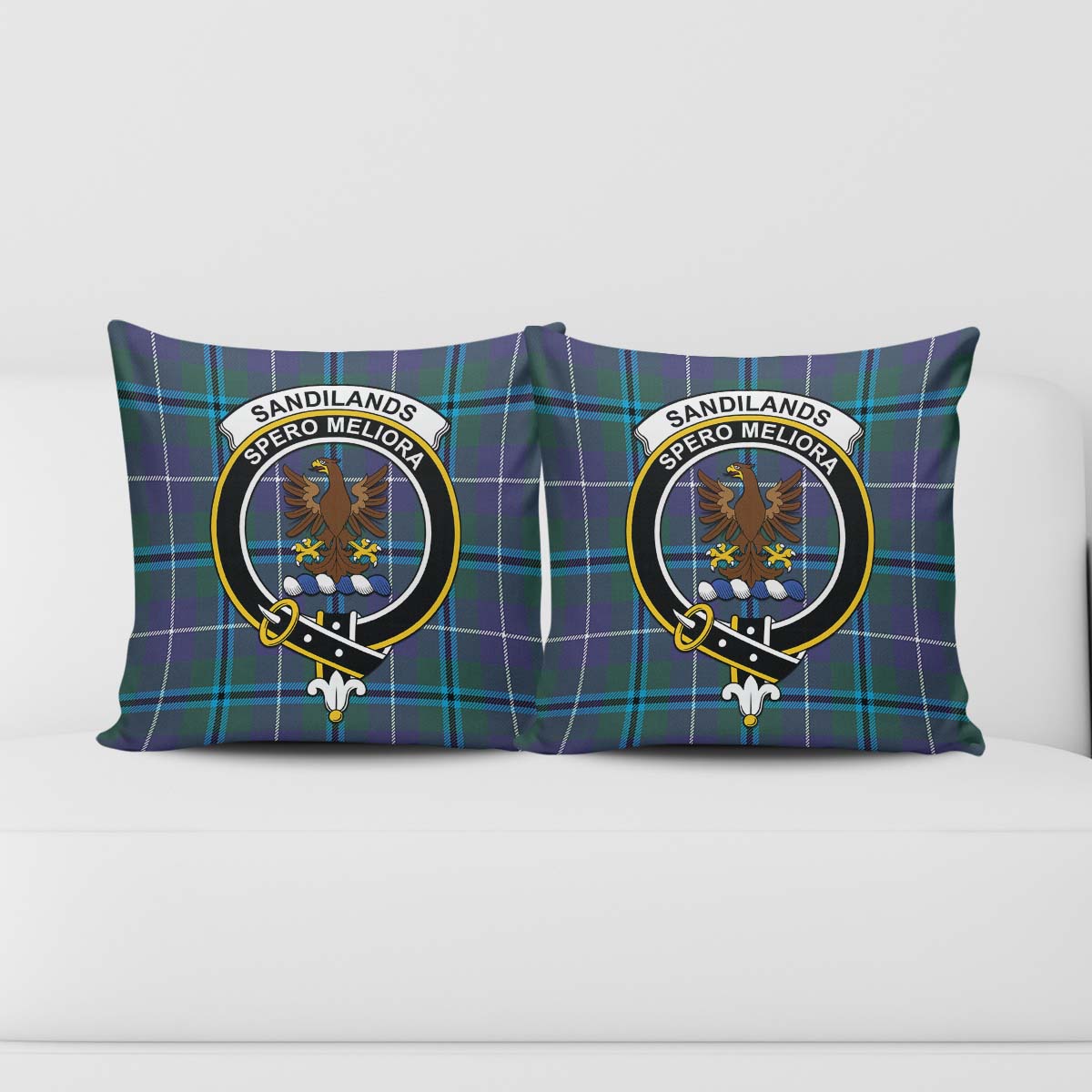 Sandilands Tartan Pillow Cover with Family Crest - Tartanvibesclothing