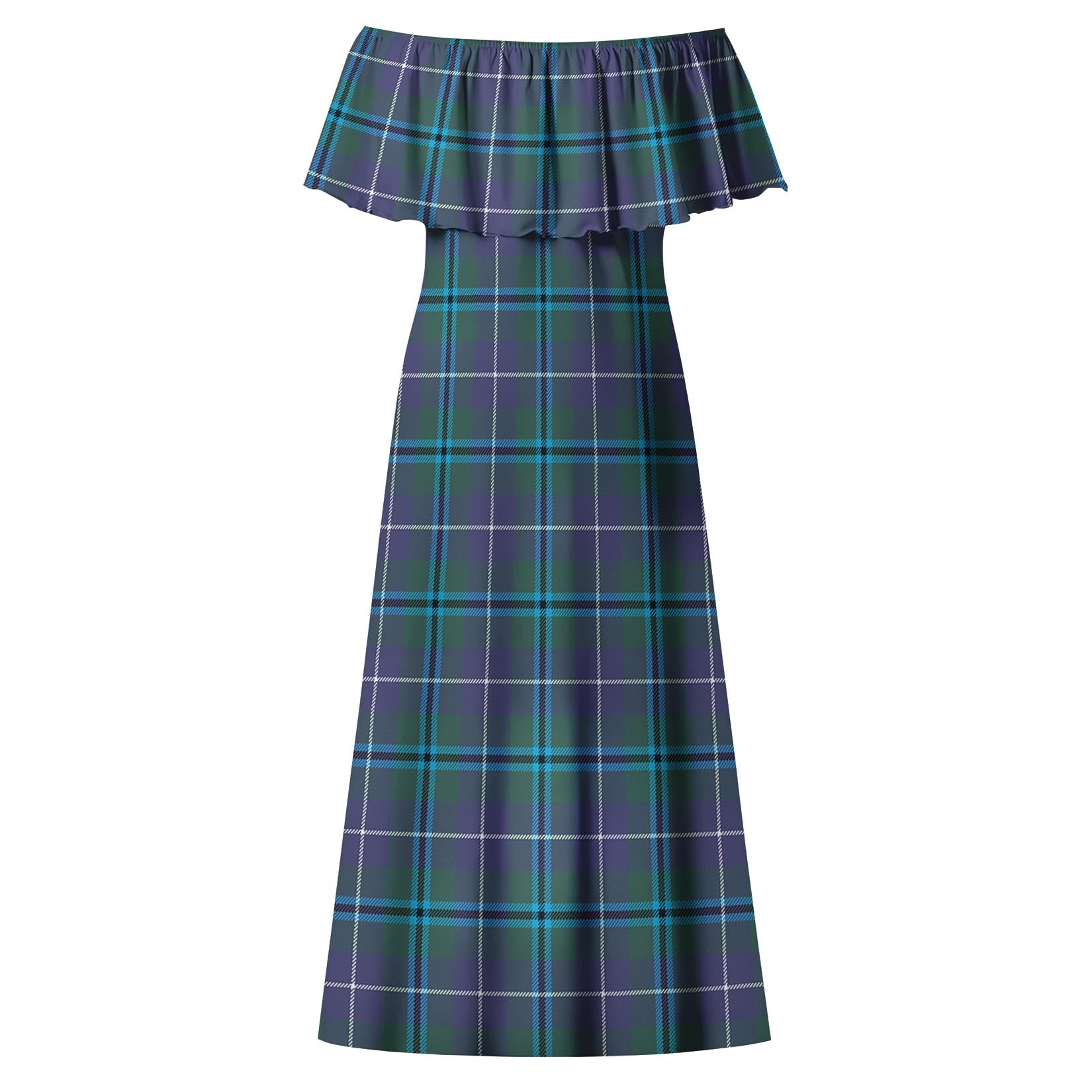 Sandilands Tartan Off Shoulder Long Dress - Tartanvibesclothing