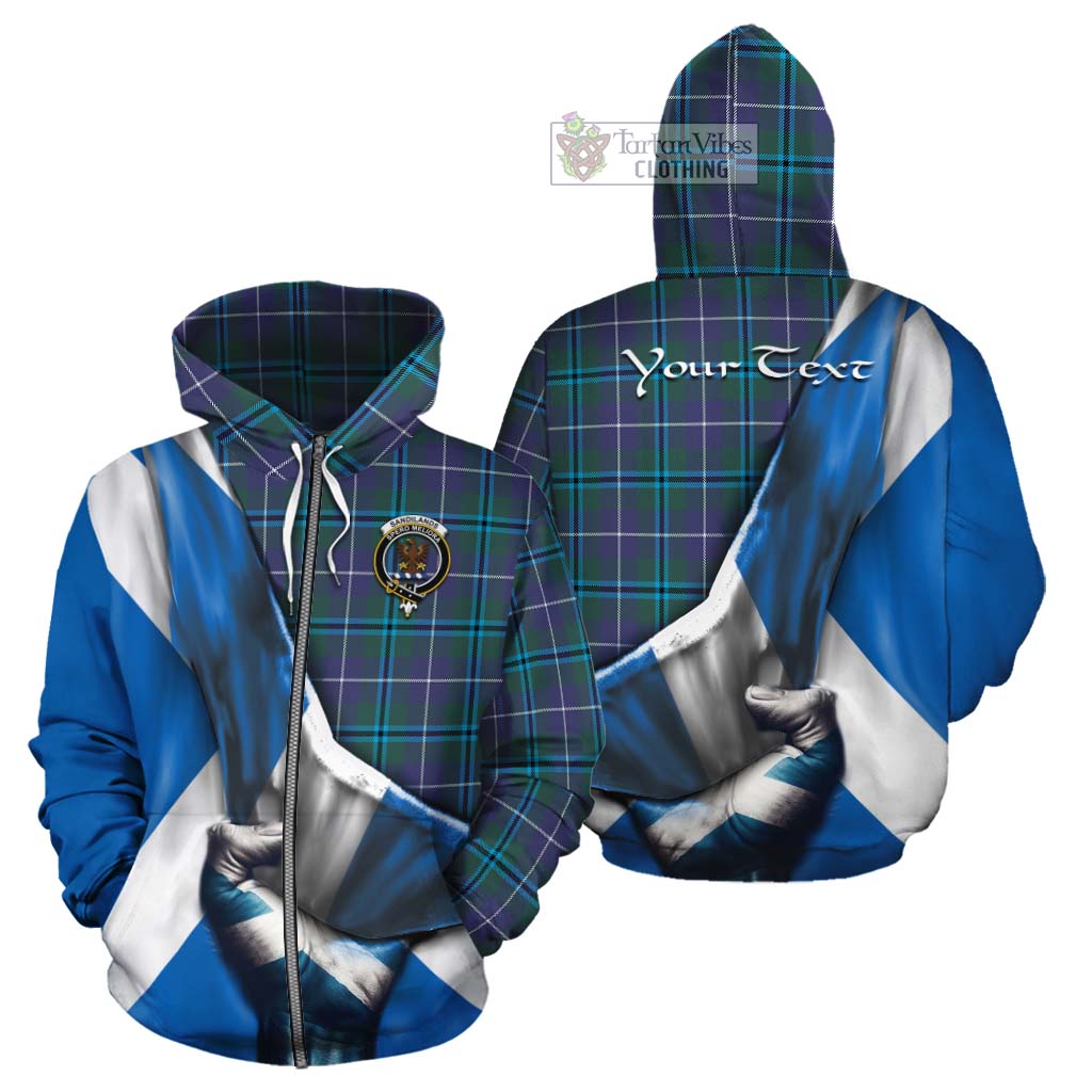 Tartan Vibes Clothing Sandilands Tartan Cotton Hoodie with Family Crest Scotland Patriotic Style