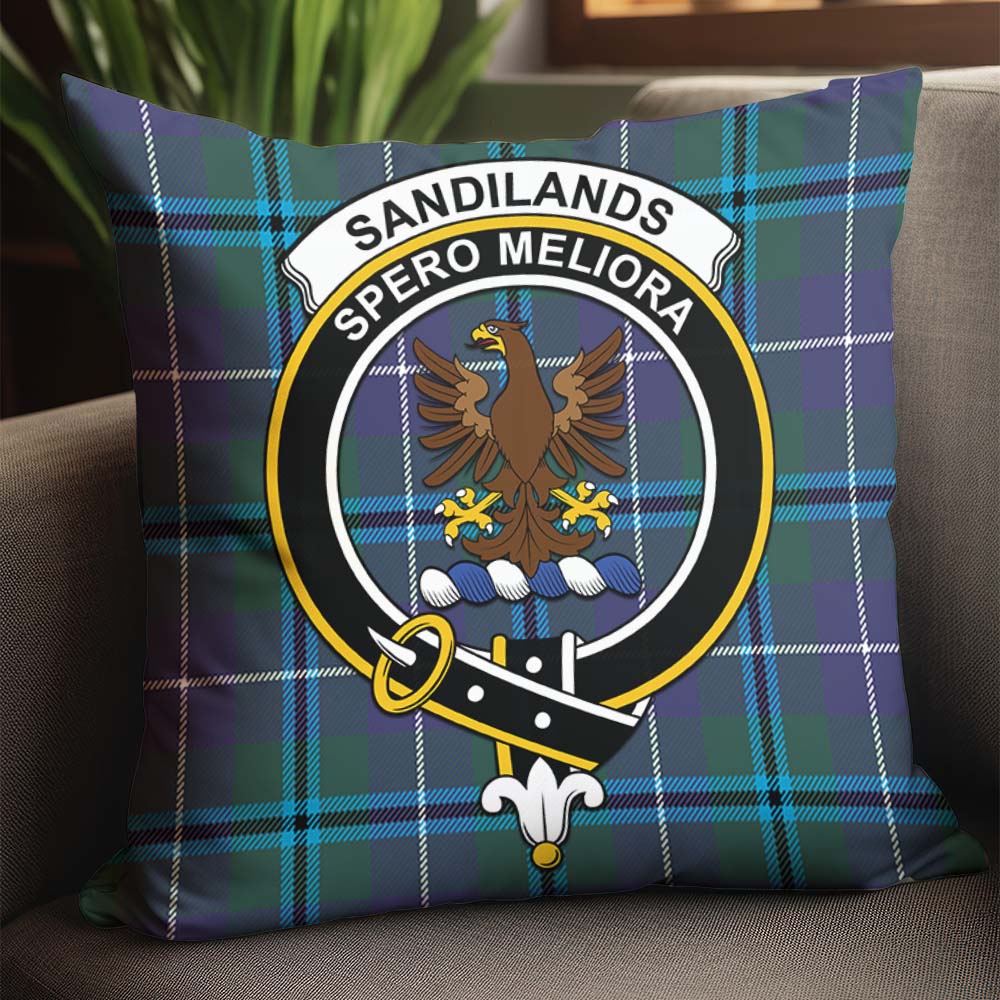 Sandilands Tartan Pillow Cover with Family Crest - Tartanvibesclothing