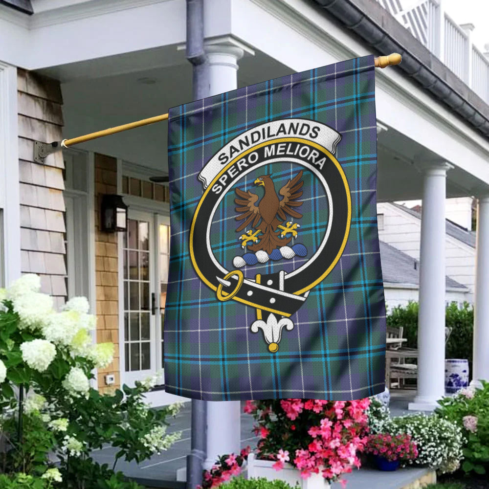 Sandilands Tartan Flag with Family Crest - Tartan Vibes Clothing