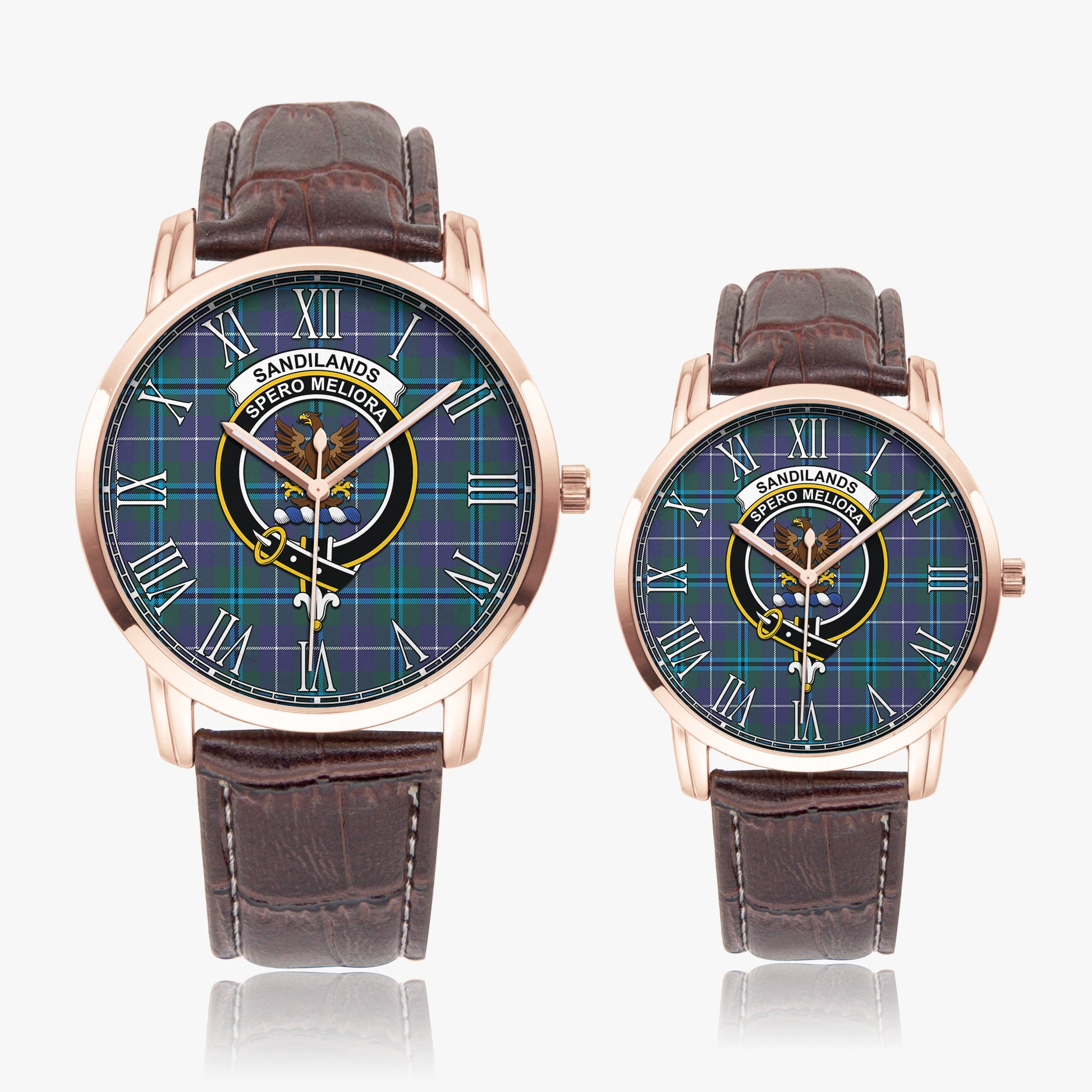 Sandilands Tartan Family Crest Leather Strap Quartz Watch - Tartanvibesclothing