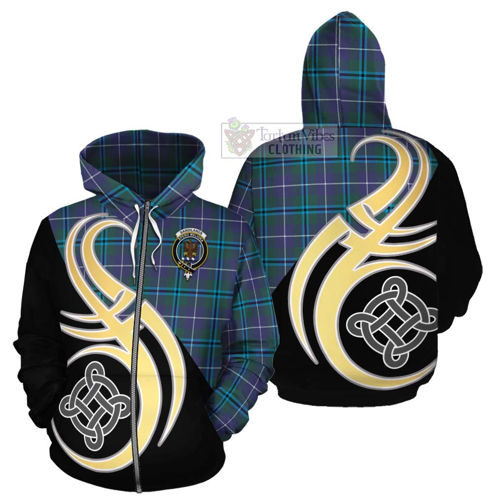 Tartan Vibes Clothing Sandilands Tartan Cotton Hoodie with Family Crest and Celtic Symbol Style