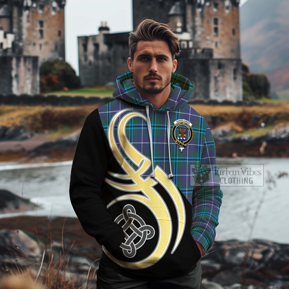 Tartan Vibes Clothing Sandilands Tartan Cotton Hoodie with Family Crest and Celtic Symbol Style