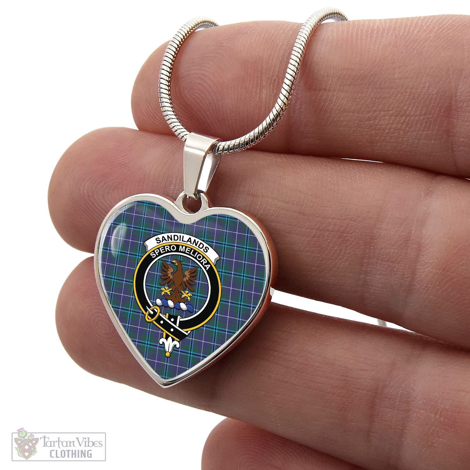 Tartan Vibes Clothing Sandilands Tartan Heart Necklace with Family Crest