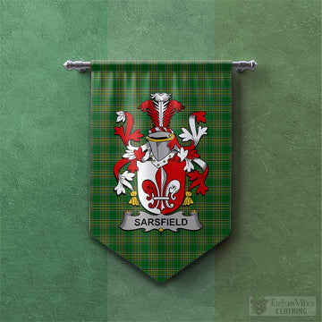 Sarsfield Irish Clan Tartan Gonfalon, Tartan Banner with Coat of Arms Chevron - Tartan Vibes Clothing