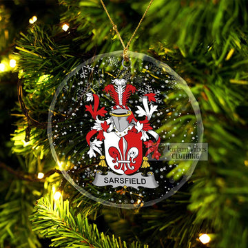 Sarsfield Irish Clan Christmas Glass Ornament with Coat of Arms