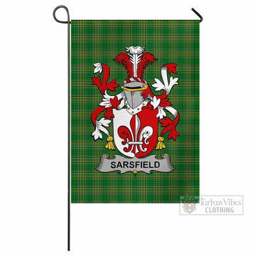 Sarsfield Irish Clan Tartan Flag with Coat of Arms