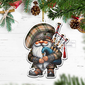 Saskatchewan Province Canada Tartan Bagpiper Gnome Christmas Ornament