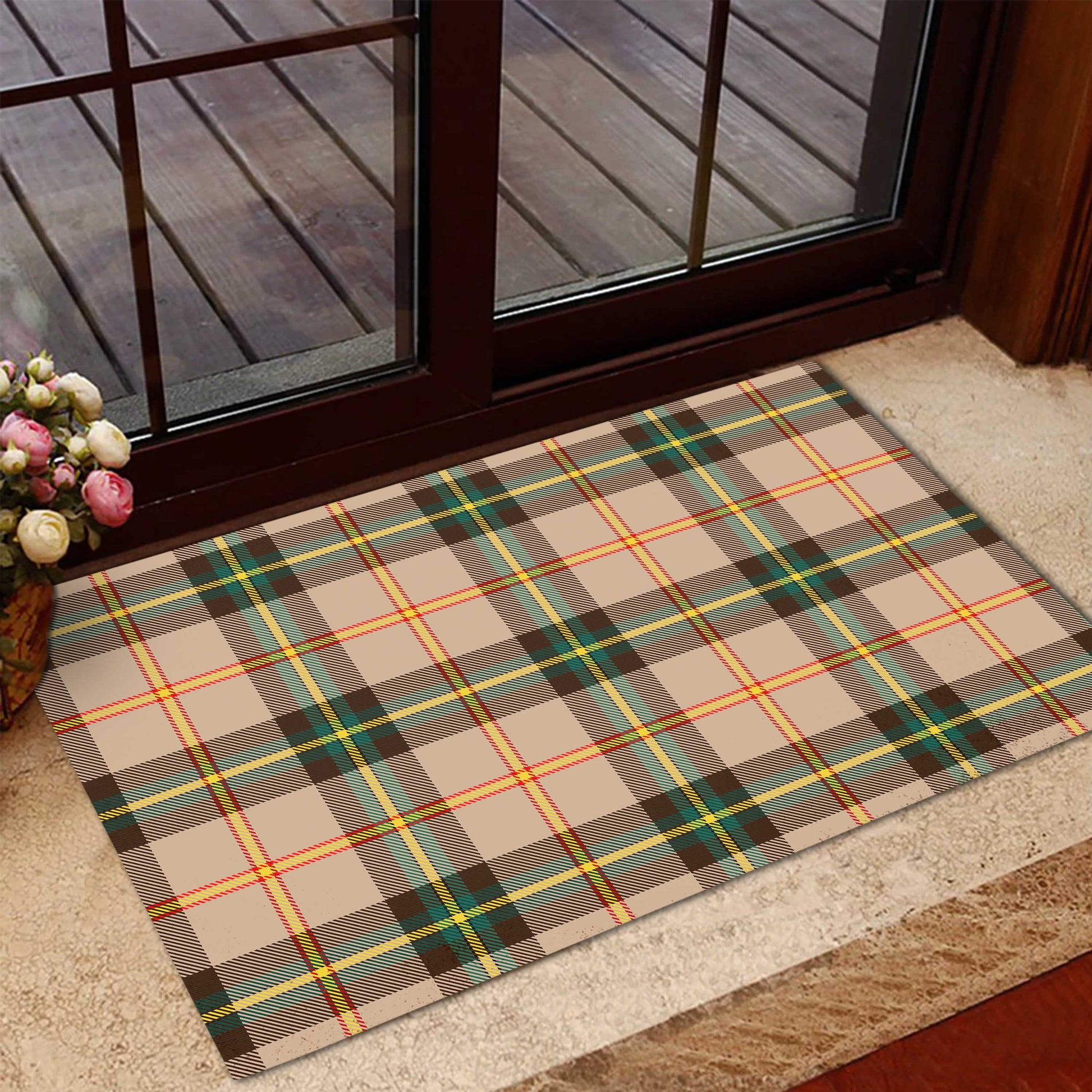 Saskatchewan Province Canada Tartan Door Mat - Tartanvibesclothing Shop