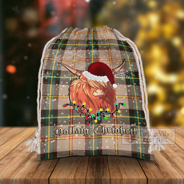 Saskatchewan Province Canada Tartan Christmas Santa's Bag with Highland Cow