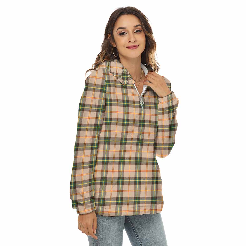 Tartan Vibes Clothing Saskatchewan Province Canada Tartan Women's Borg  Half Zip Fleece Hoodie