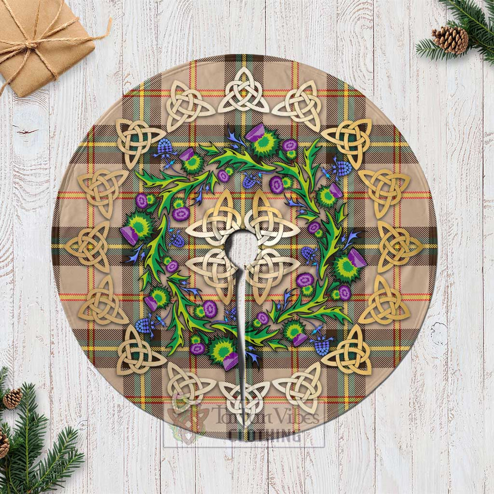 Tartan Vibes Clothing Saskatchewan Province Canada Tartan Christmas Tree Skirt with Thistle Celtic Knot Style