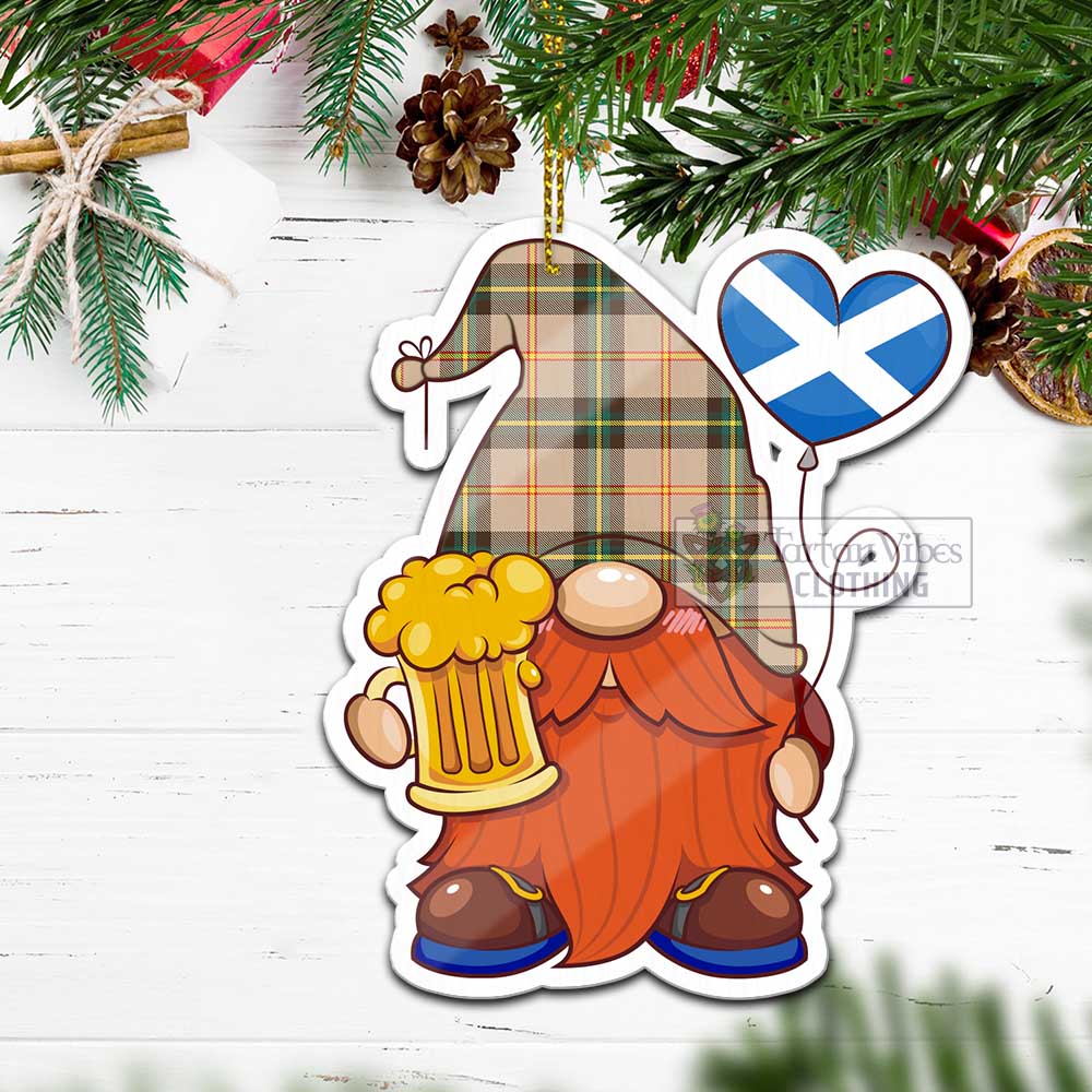 Tartan Vibes Clothing Saskatchewan Province Canada Tartan Gnome Holding Beer Glass Christmas Ornament with Personalized National Flag