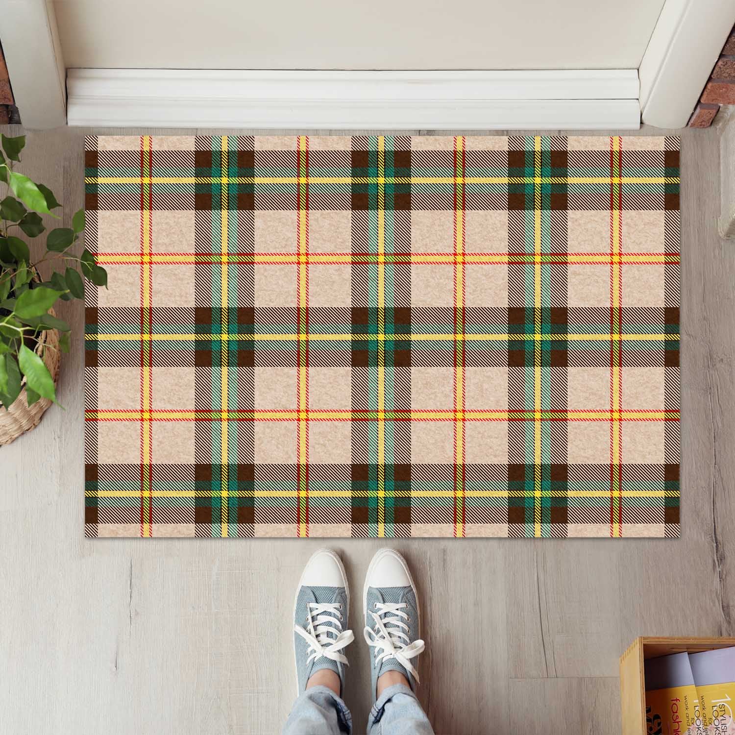 Saskatchewan Province Canada Tartan Door Mat - Tartanvibesclothing Shop