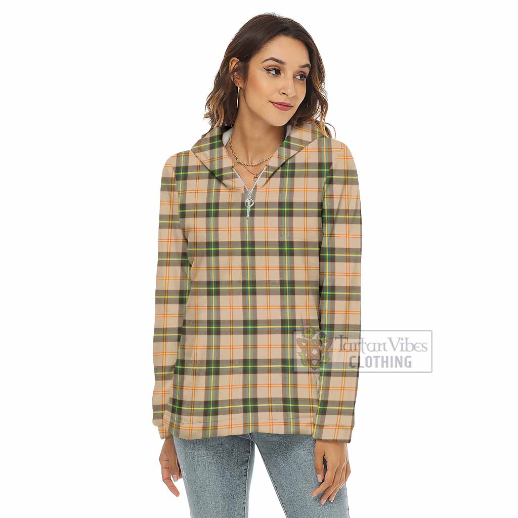 Tartan Vibes Clothing Saskatchewan Province Canada Tartan Women's Borg  Half Zip Fleece Hoodie