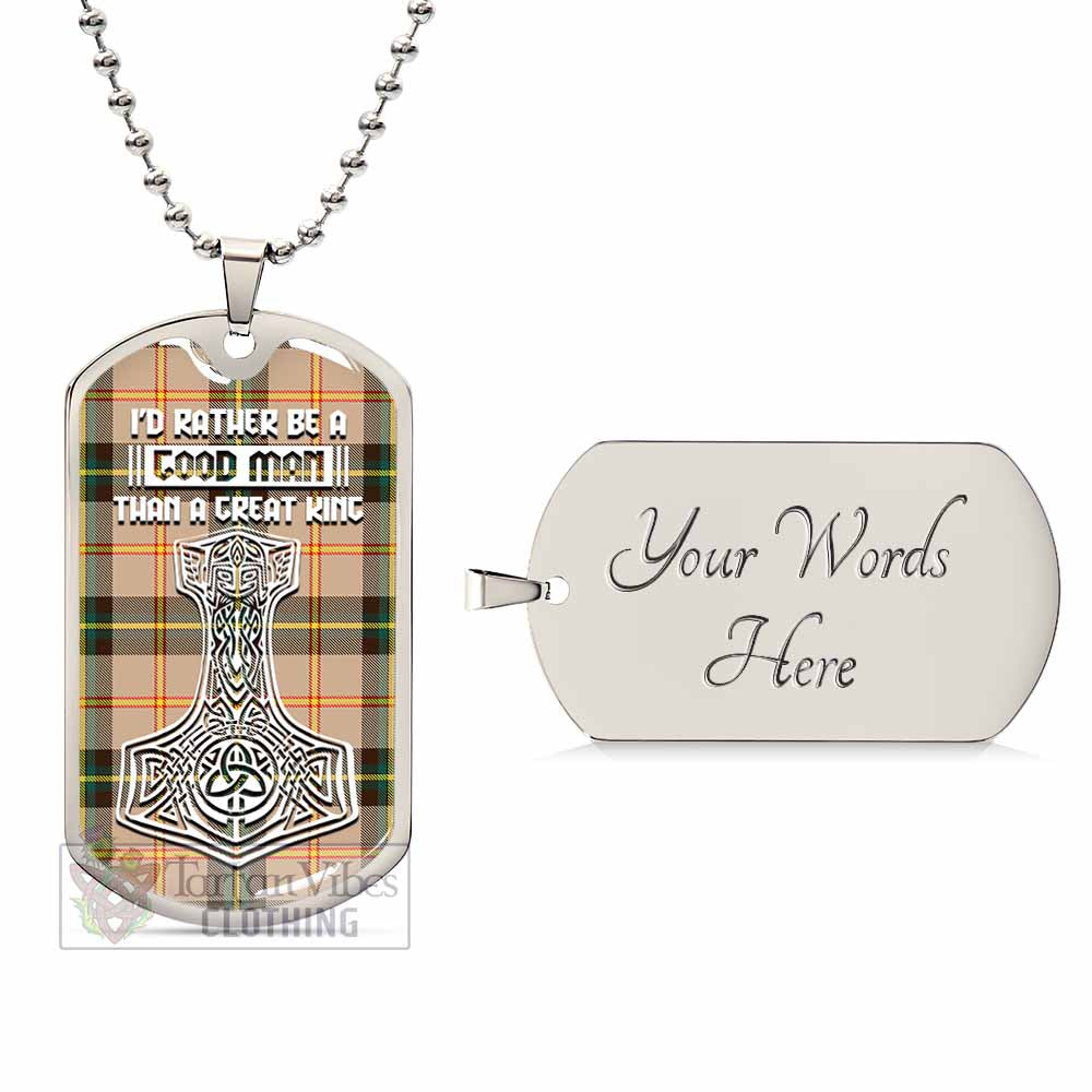 Tartan Vibes Clothing Saskatchewan Province Canada Tartan Dog Tag Necklace Viking Mjolnir Style