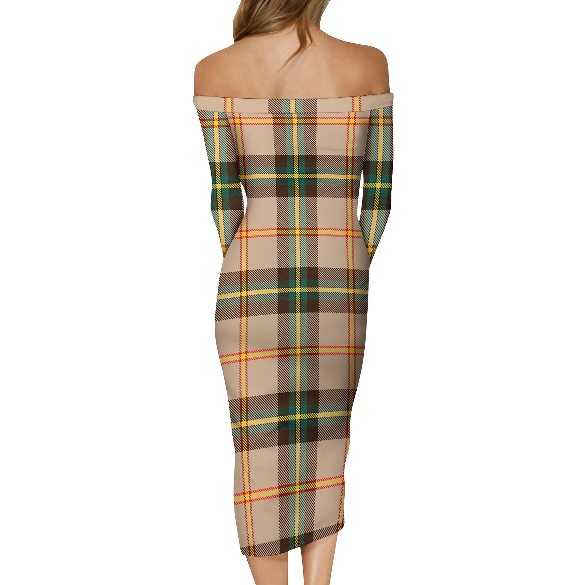 Saskatchewan Province Canada Tartan Off Shoulder Lady Dress - Tartanvibesclothing