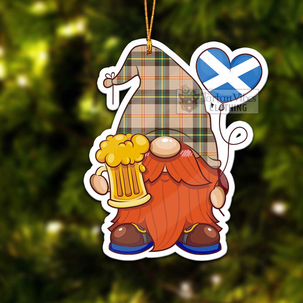 Tartan Vibes Clothing Saskatchewan Province Canada Tartan Gnome Holding Beer Glass Christmas Ornament with Personalized National Flag