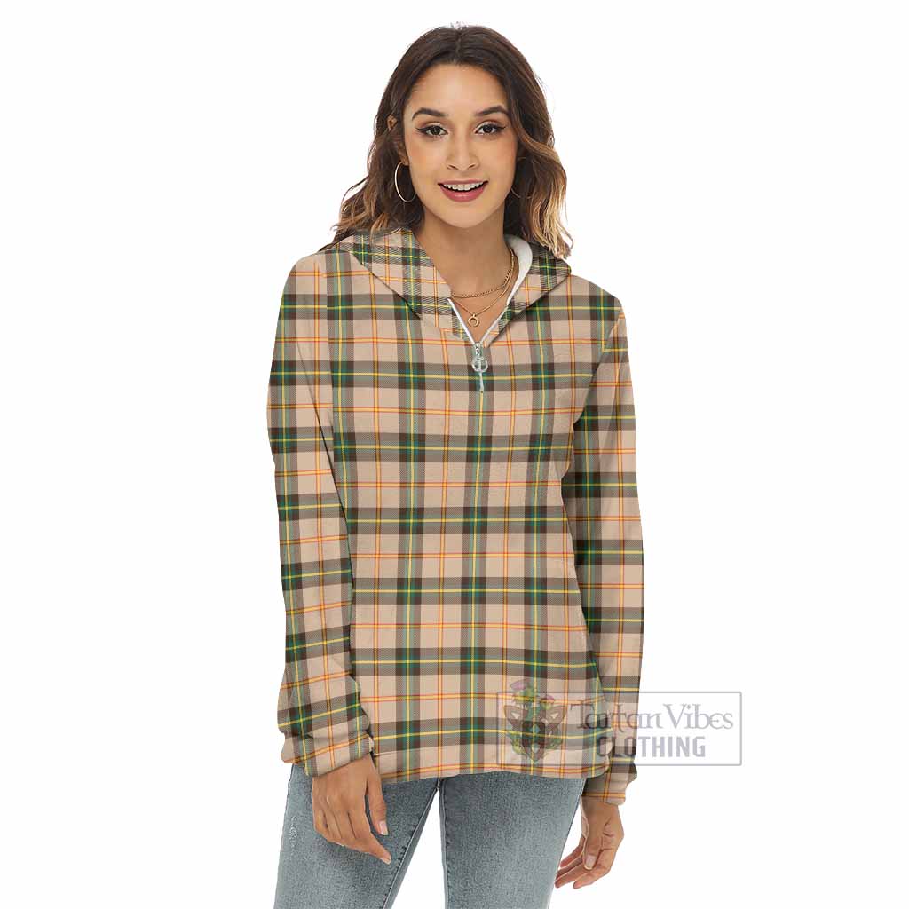 Tartan Vibes Clothing Saskatchewan Province Canada Tartan Women's Borg  Half Zip Fleece Hoodie