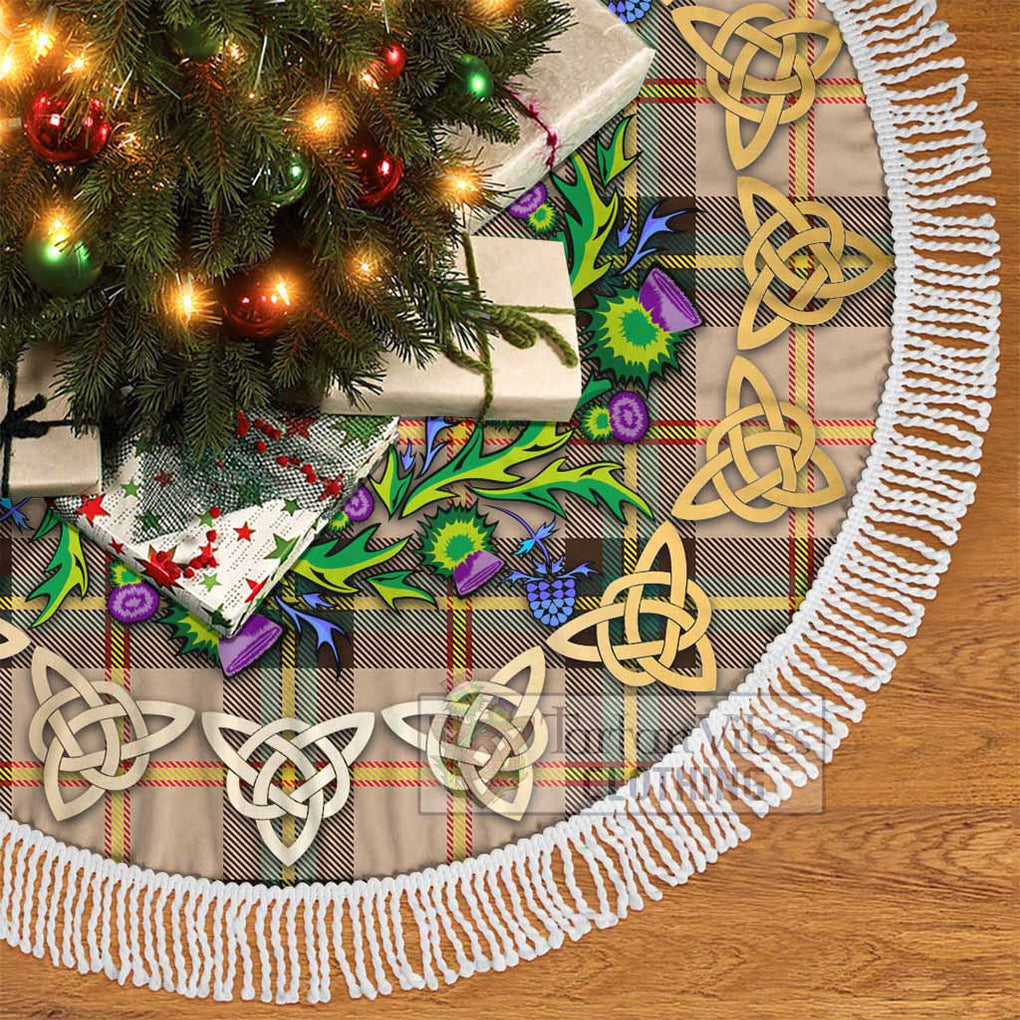 Tartan Vibes Clothing Saskatchewan Province Canada Tartan Christmas Tree Skirt with Thistle Celtic Knot Style