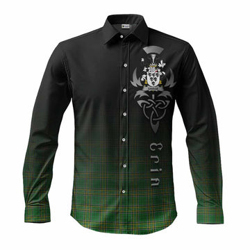 Savage Irish Clan Long Sleeve Button Shirt with Coat of Arms Erin Go Bragh Celtic Inspired Men's Shirt S - Tartan Vibes Clothing
