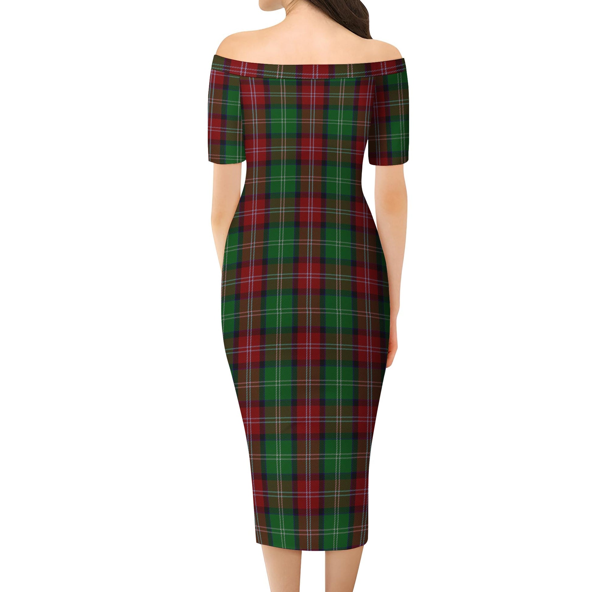 Sawyer Tartan Off Shoulder Lady Dress - Tartanvibesclothing