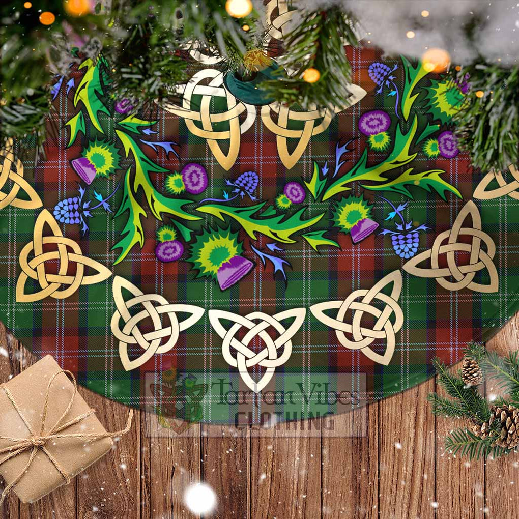 Tartan Vibes Clothing Sawyer Tartan Christmas Tree Skirt with Thistle Celtic Knot Style