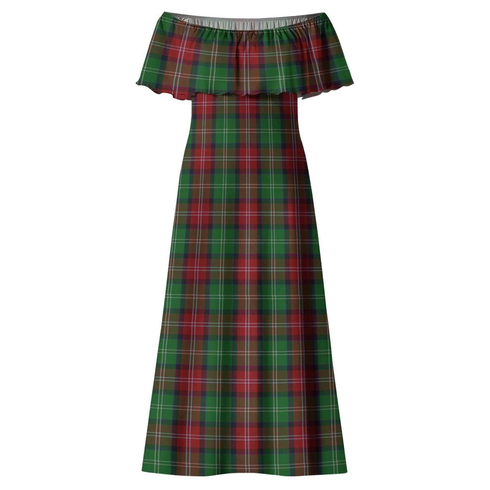 Sawyer Tartan Off Shoulder Long Dress - Tartanvibesclothing