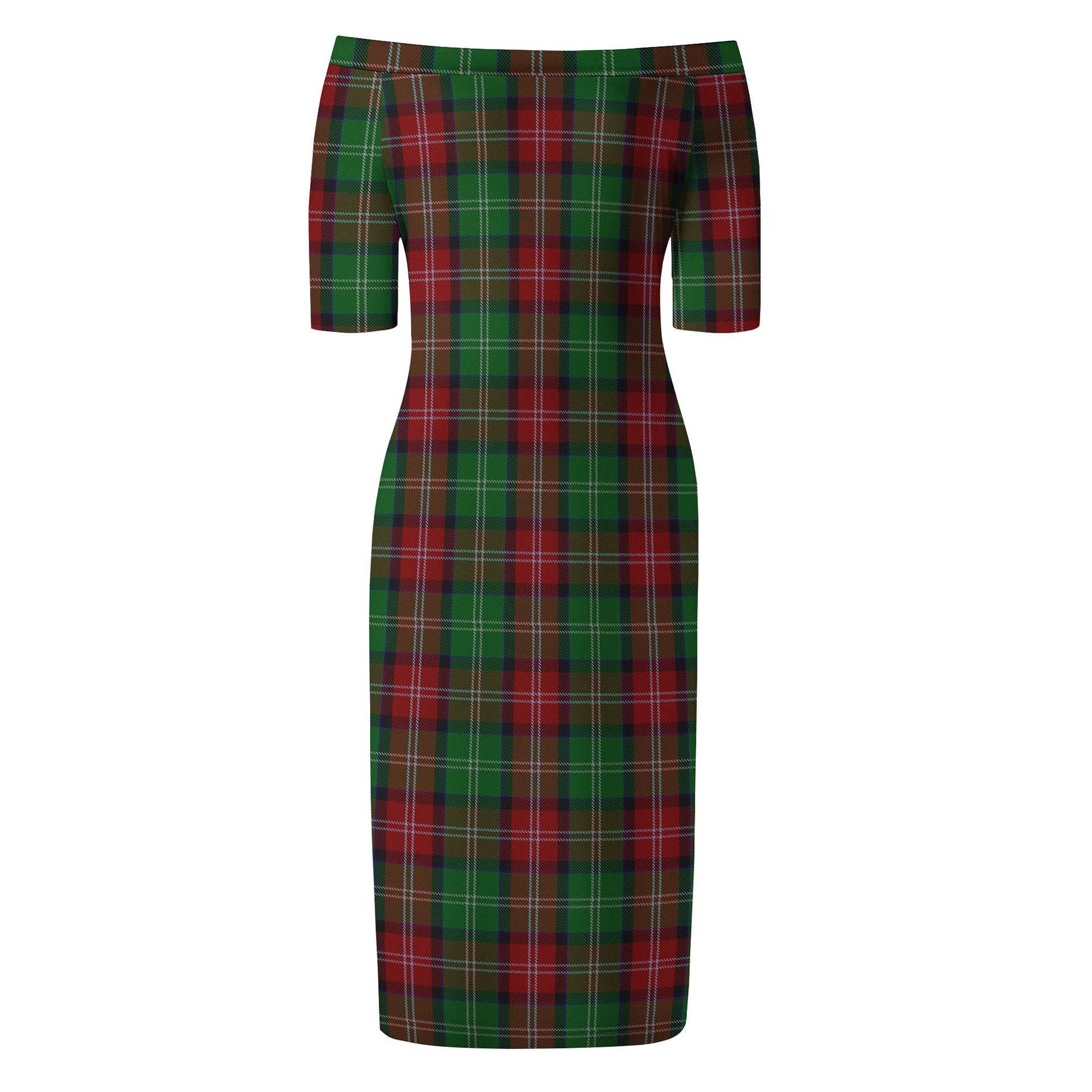 Sawyer Tartan Off Shoulder Lady Dress - Tartanvibesclothing