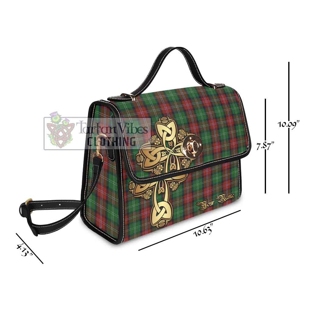 Tartan Vibes Clothing Sawyer Tartan Waterproof Canvas Bag Golden Thistle Celtic Cross Style